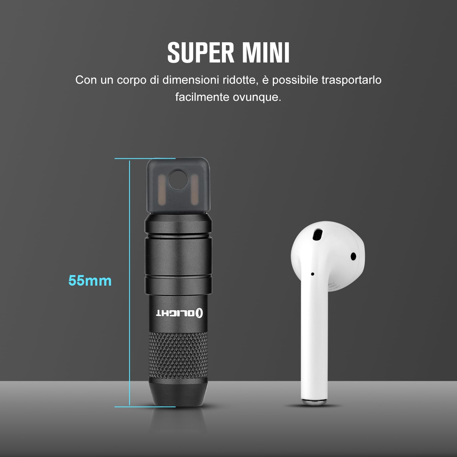 OLIGHT I Mini 2 Mini Torcia Portachiavi a LED con Base Magnetica, Ricarica USB-A, Grado IPX6 e 21 Metri, Torcia Portachiavi Compatta per Picnic, Riparazioni ed Emergenze (Nero)