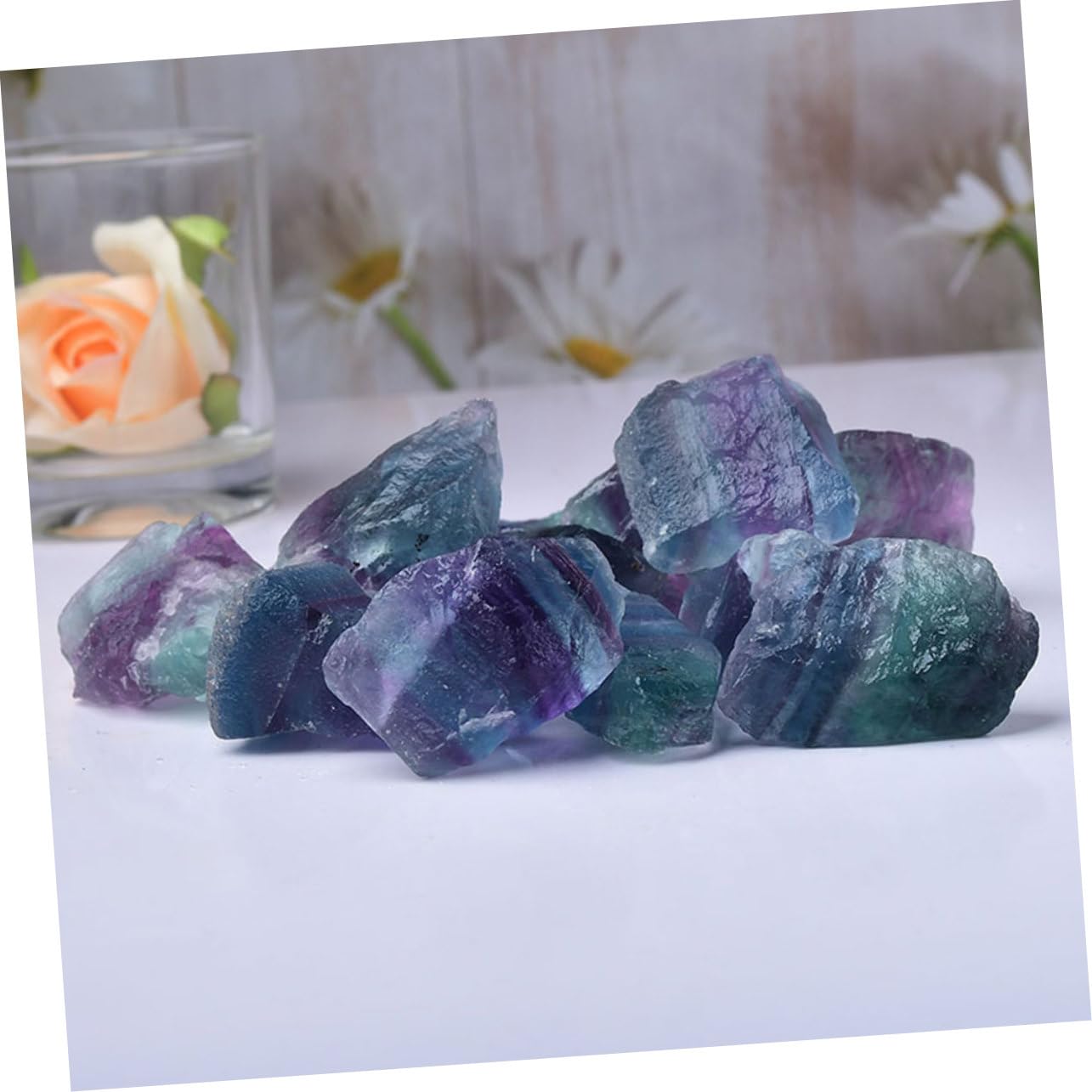 Natürlicher Fluorit Rohstein 500g Beutel Mehrfarbiger Zierstein für Dekoration und Aromatherapie Diffusor 3-5cm