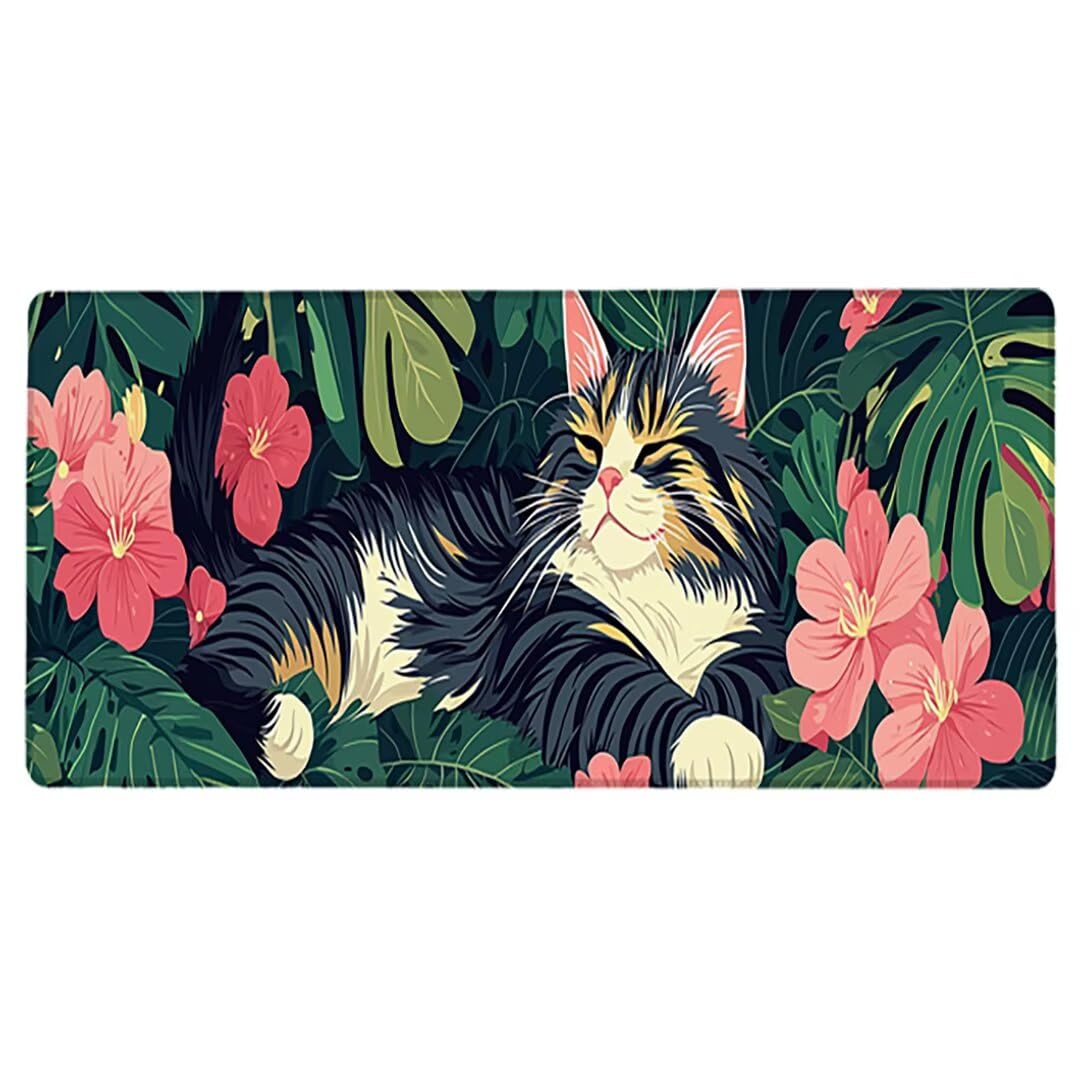 Duża gamingowa podkładka pod mysz, 1400 x 600 x 3 mm, bardzo duża podkładka pod mysz na biurko z przeszytą krawędzią, antypoślizgowa, wodoodporna podkładka pod mysz, zielona, długa podkładka pod mysz