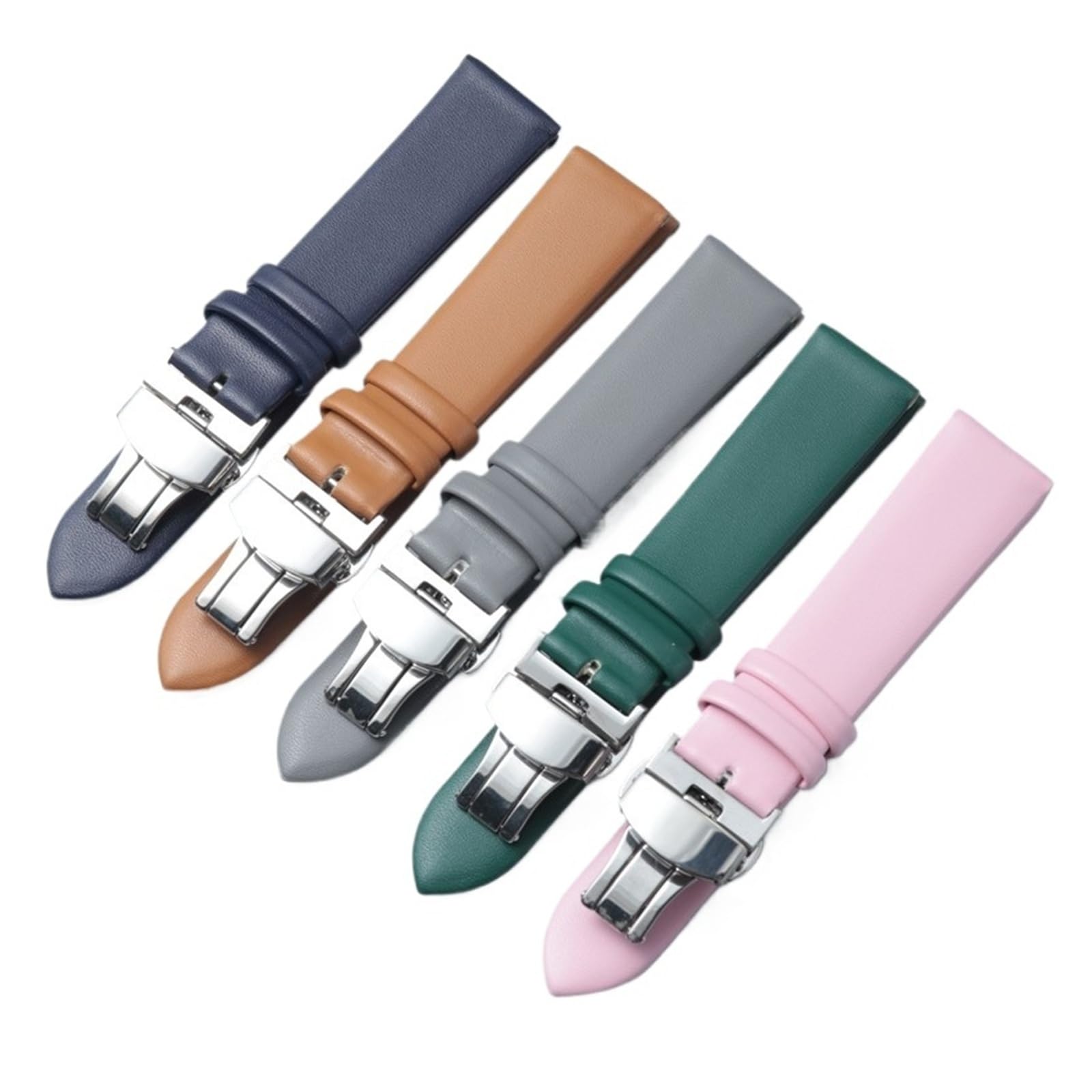 HuanJ Bracelet De Montre En Cuir Véritable, Accessoires, Bracelet Souple Et Fin Avec Boucle Papillon Automatique En Acier Inoxydable