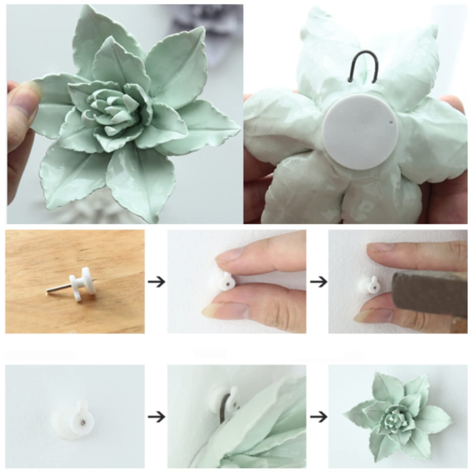 Flor de cerámica Flores Rojas de Dalia Escultura Artesanal Arte de la Pared Decoración 3D hogar Sala de Estar Oficina Regalo de Boda
