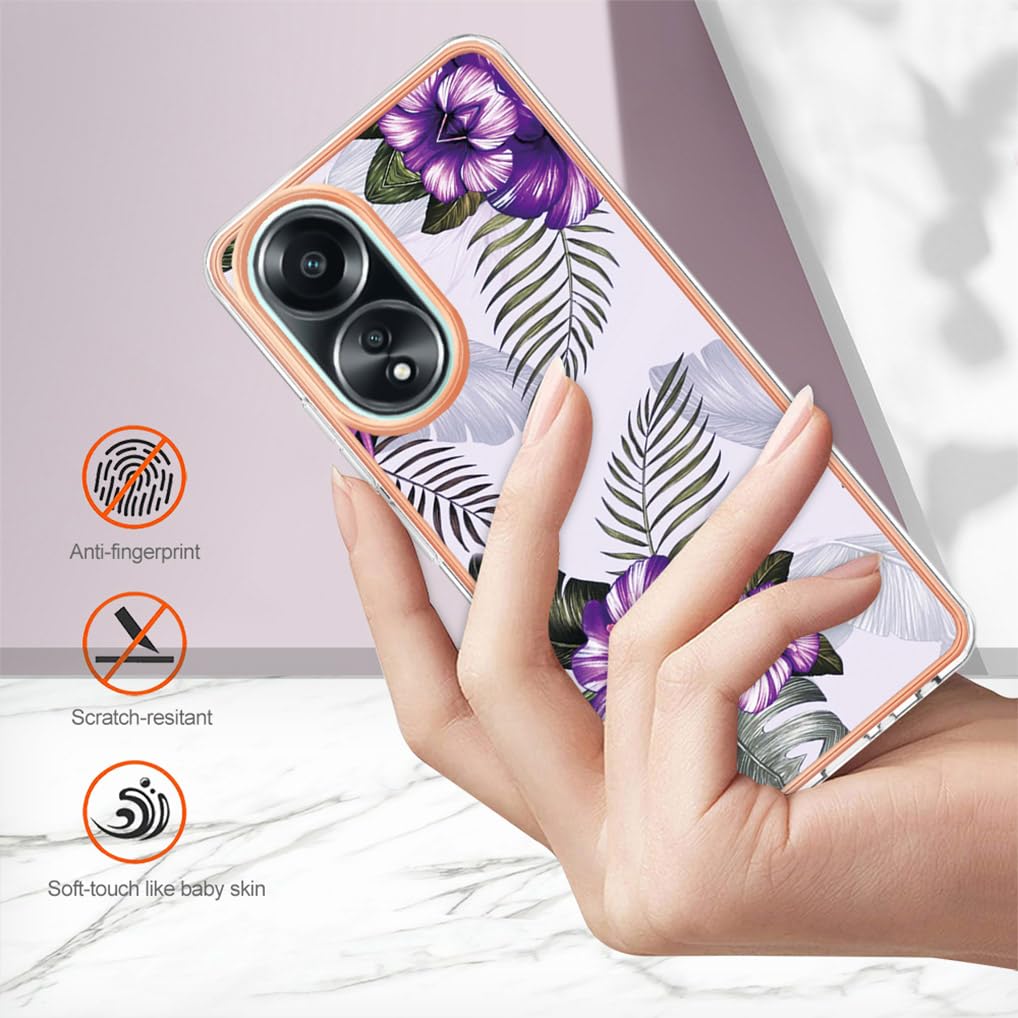 DEDUX Custodia Oppo A58 4G In Vetro Temperato Viola – Cover Posteriore Rigida + Bumper TPU – Supporta Ricarica Wireless - 2