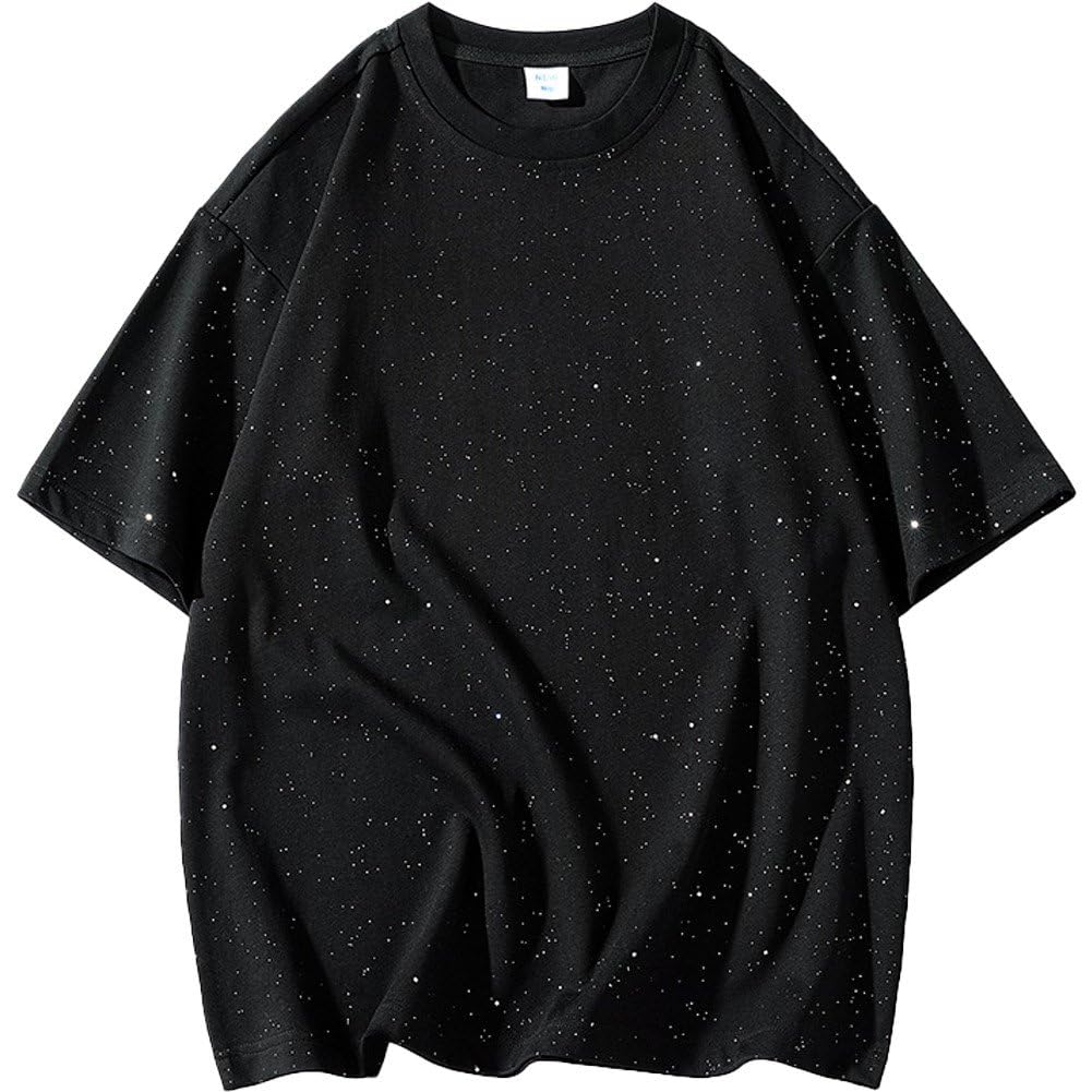 T-shirt scintillant pour hommes à manches courtes haut décontracté d'été fête