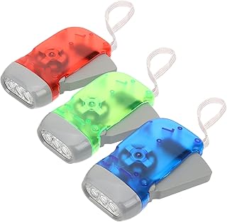 jojofuny 3Pcs Squeeze Wind-up Flashlight, Bulk Flashlights, Hand Crank Flashlight, for Camping, Hiking, Outdoor Sports, and Home Power Outage Hand Crank Flashlight (Red, Green, Blue)