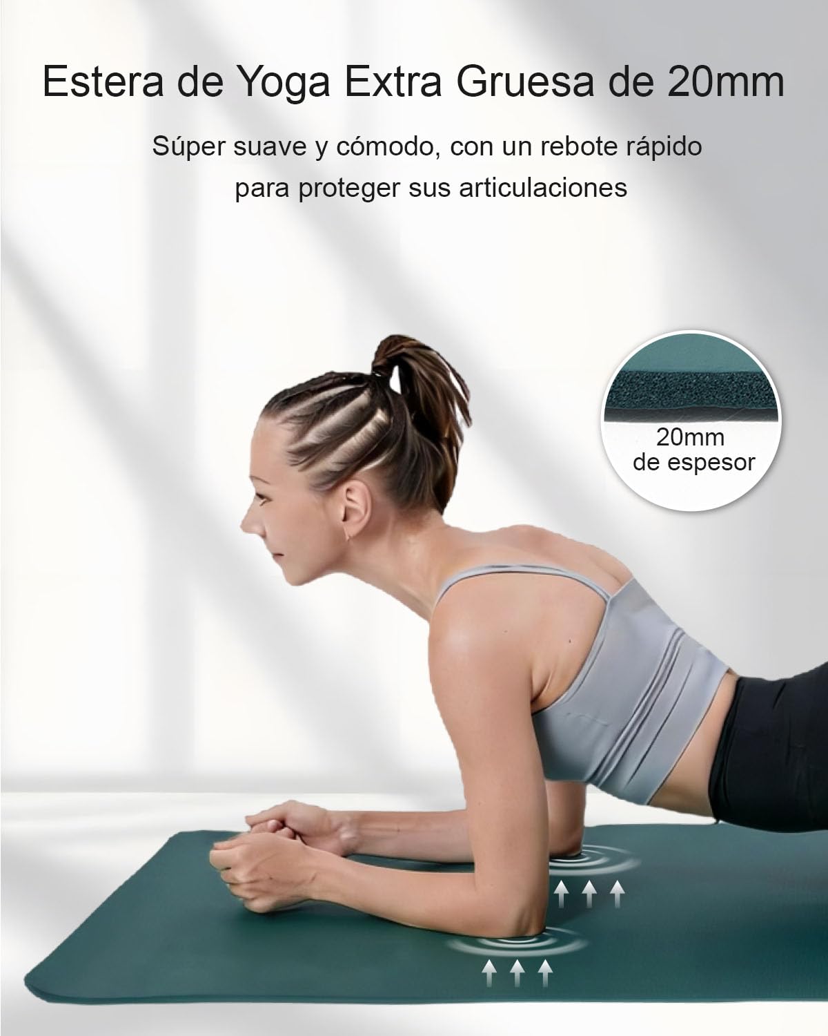 Esterilla Fitness Gruesa 15mm 183cm x 61cm NBR Esterilla Yoga Antideslizante para Yoga Pilates Gimnasia Fitness