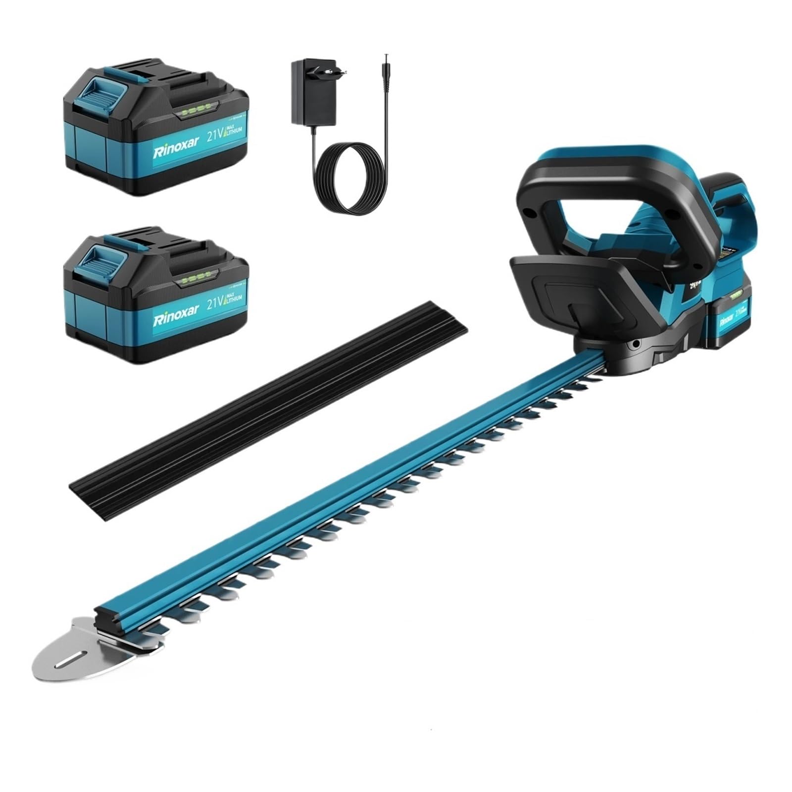 Cortasetos inalámbrico de 21 V con batería de 8000 mAh, Motor sin escobillas de 600 W, Longitud de Corte de 52 cm y diámetro de Corte de 15 mm.