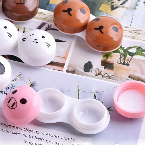 Miniatura 7 de 2 Pcs Pink Pig Contact Lens Case Travel Kit, Cute Portable Panda Bear Animal Contact Lens Box Holder Soak Storage Container with Mirror Bottle