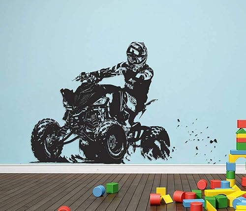 Calcomanía de pared ATV Rider de 4 x 4 ruedas Off Road Wall Sticker Quad Wall Decal Decor 4 Wheeler Kids Bedroom Wall Decor Art ATV Room Mural y