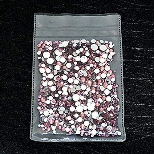 AD Beads 1440 Pieces Mixed Size No Hotfix Glue on Quality Glass Flatback Rhinestones Round Crystal Gems (16 Lt. Amethyst)
