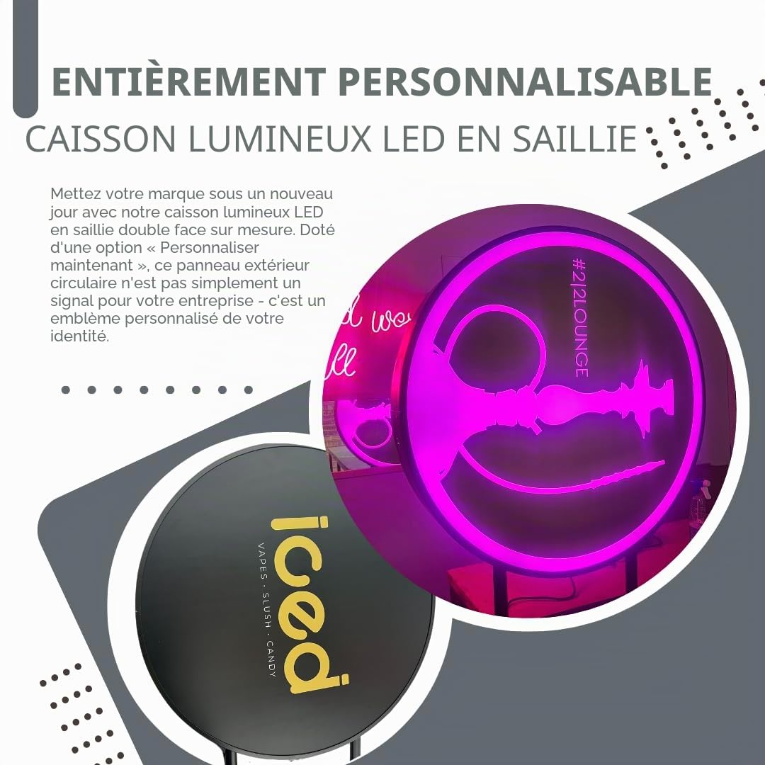 Panneau lumineux de projection - 60 x 60 cm - Rond - LED - Noir