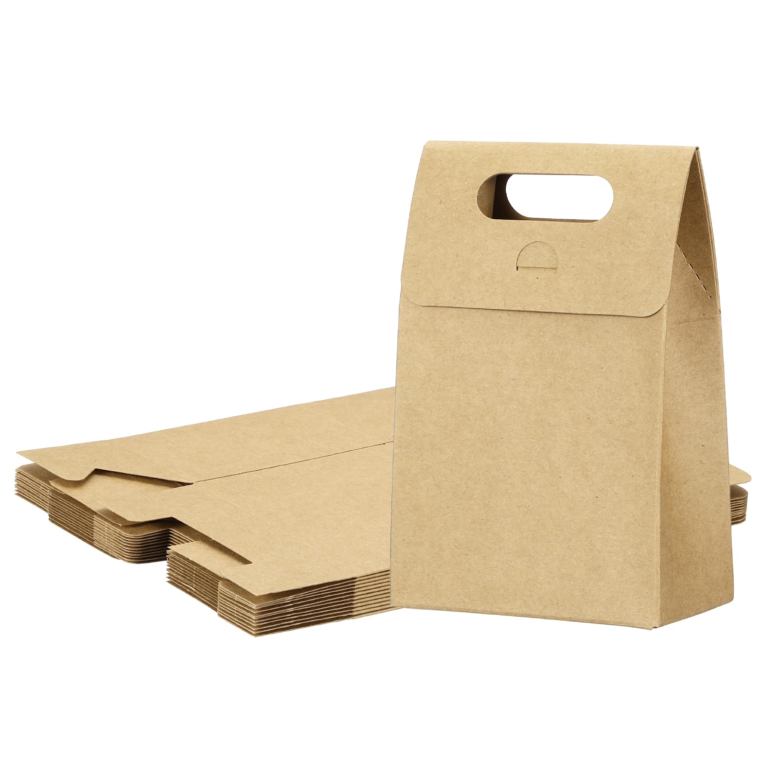 PATIKIL Kraft Paper Bags (10 x 6 x 15cm, Brown) (12Pcs) Stand Up Gift Bags with Handles, Suit for - Party Favor/Wedding/Bridal Shower/Festivals/Gift Packing