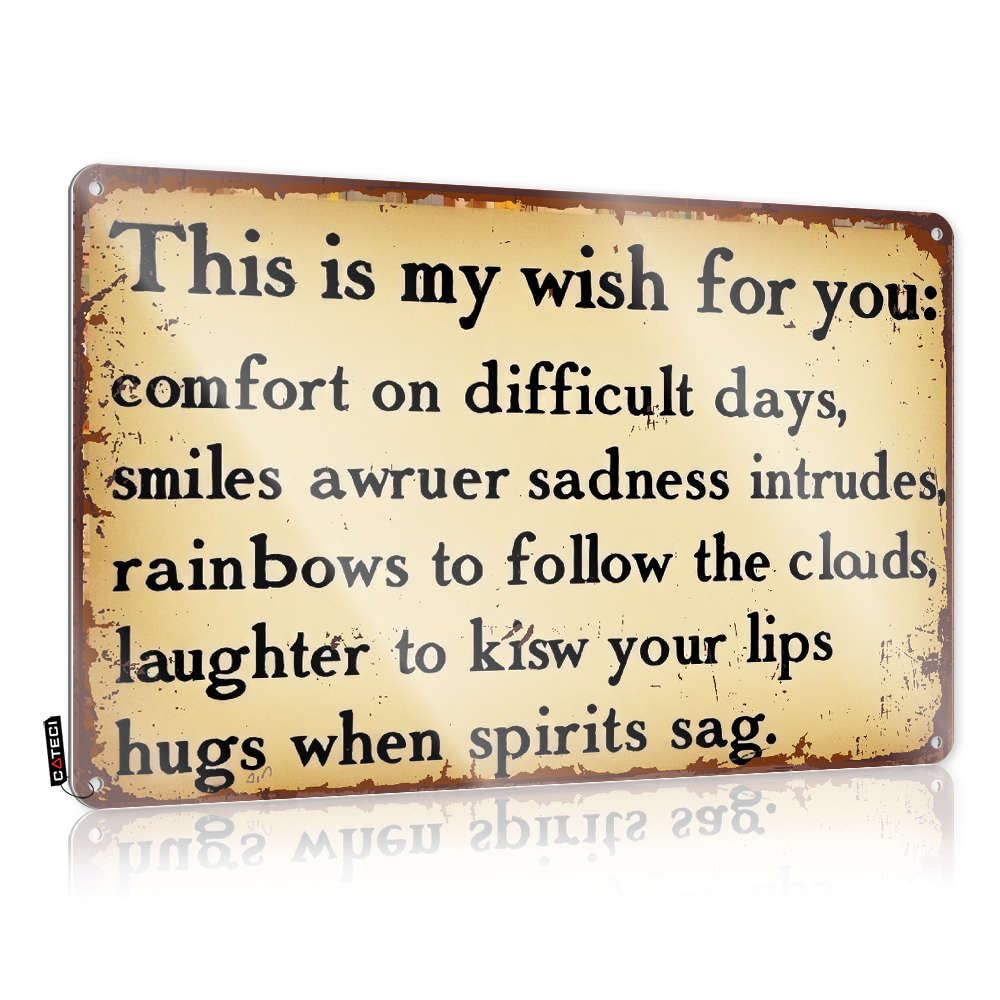 Tin Metal Decor Wish For Comfort, Smiles, Rainbows, Laughter. Tin Sign Funny Patio Signs Tin Sign Metal(20X30CM)