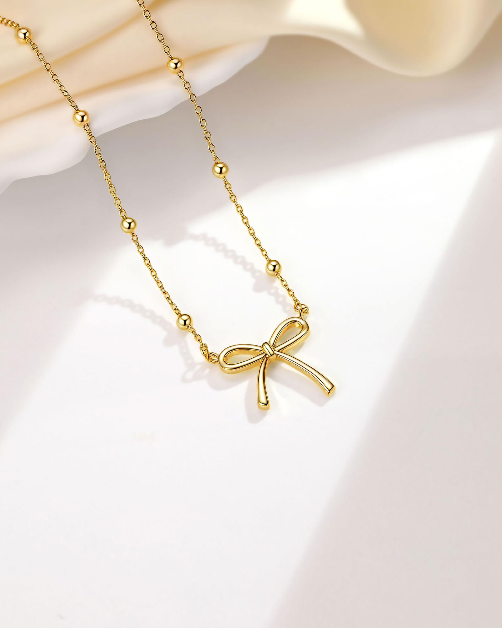 UNGENT THEM Always Remember You Are Loved - Cute Preppy Girly Trendy Stuff Gold Bow Necklace for Women Teen Girls