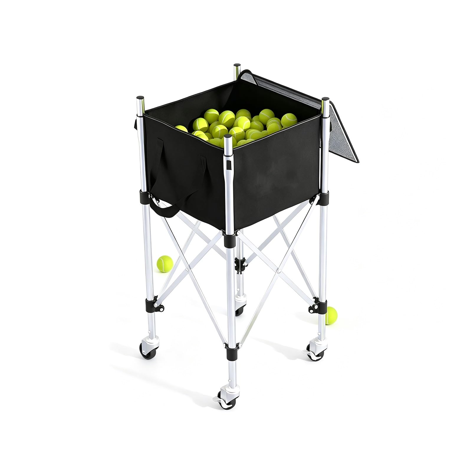 Contenitore For Palline Da Tennis Extra Large For Allenamenti E Partite | Carrello leggero for con ruote e borsa rimovibile, in acciaio inossidabile