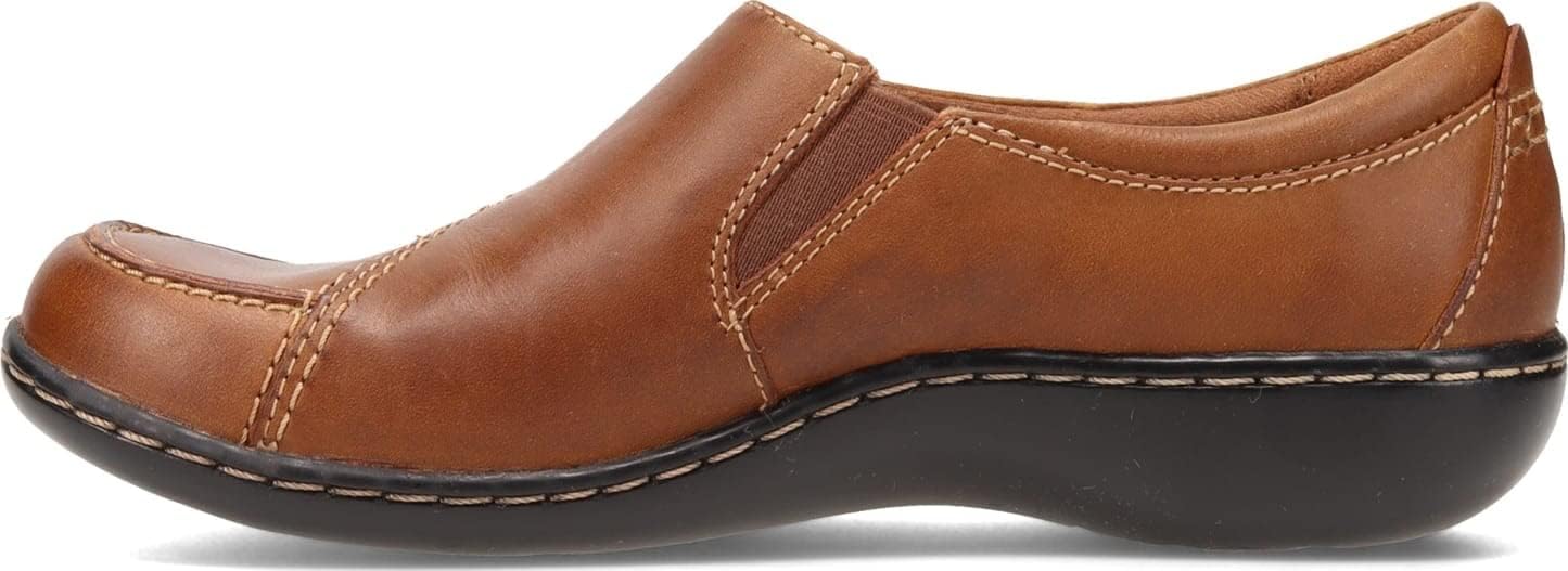 Clarks Women's Ashland Lane Q Slip-On Loafer 11 X-Wide Dark Tan Leather