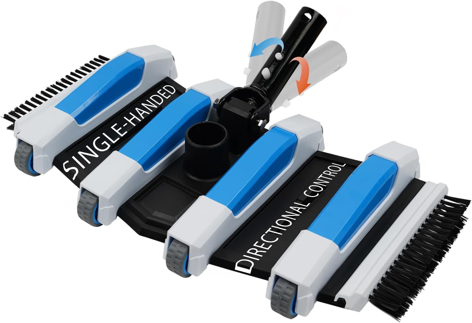 Heavy Duty Pool Vacuum Head with Side Brush Wheels & Aluminum Handle