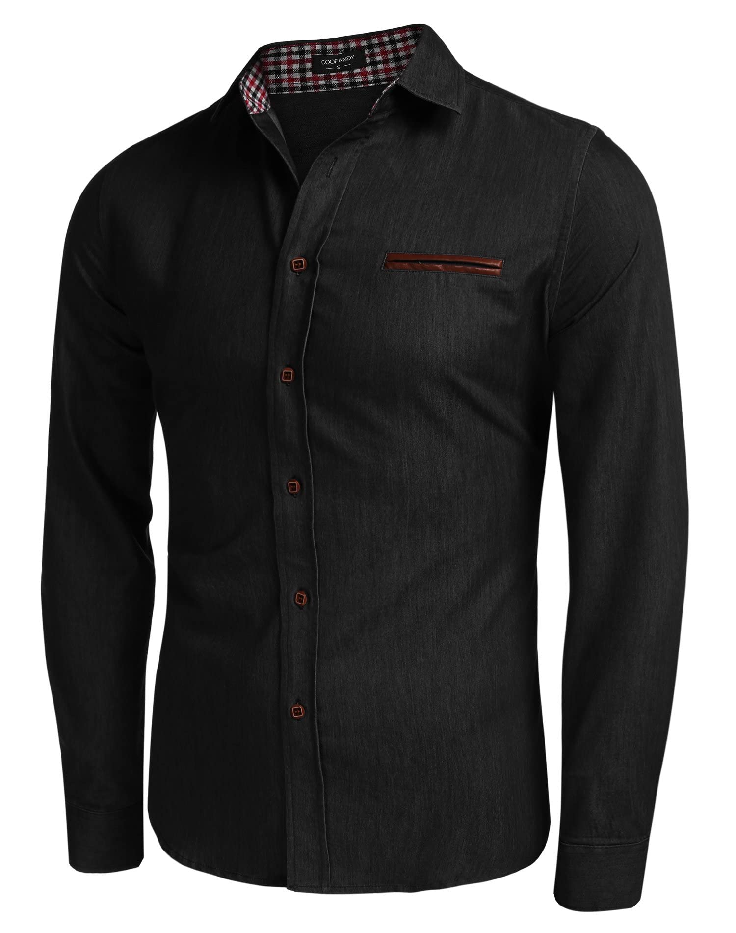 COOFANDY Camisa Vaquera de Vestir Manga Larga Casual Hombre de Moda con Cuadros