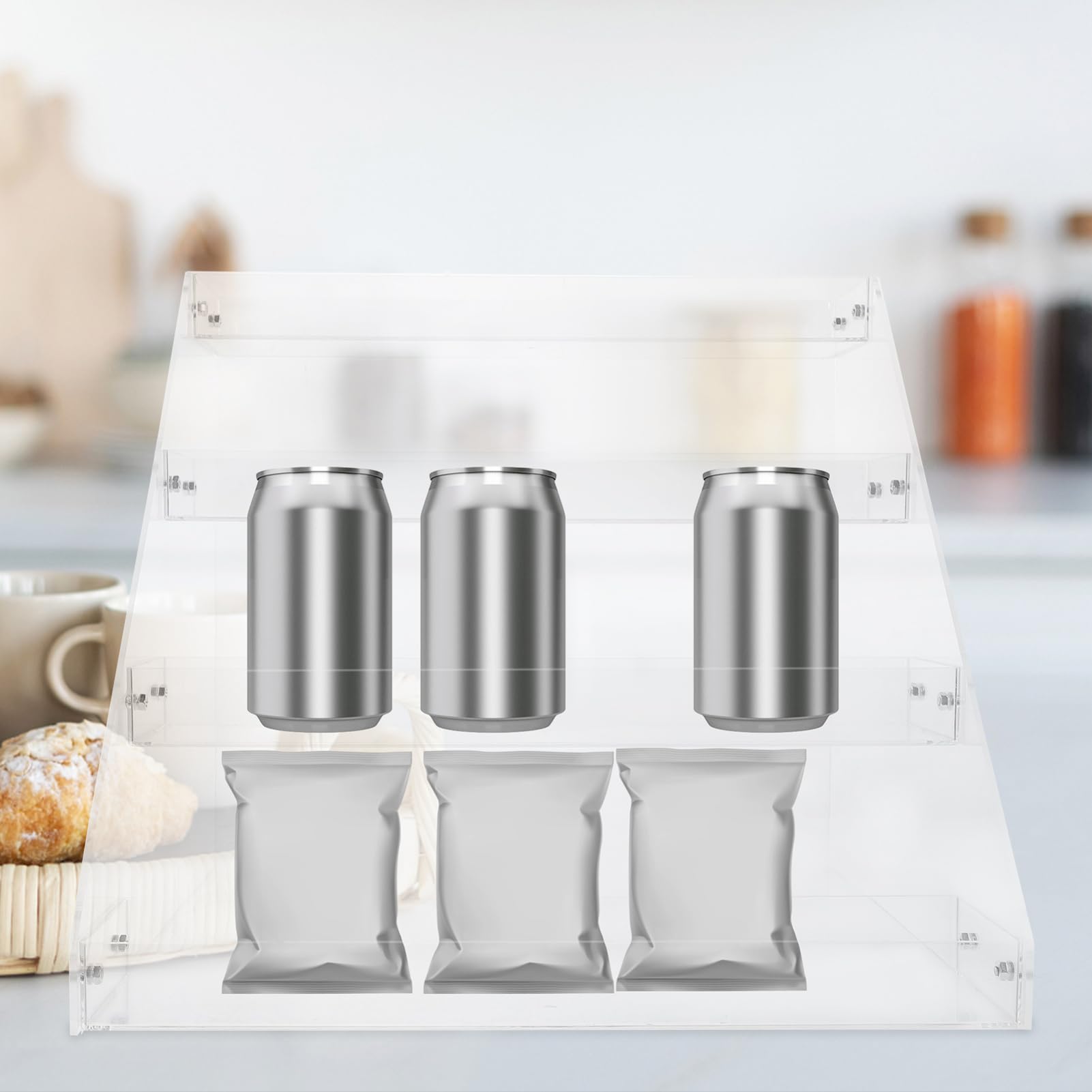 Expositor acrílico para bebidas, escritorio para bebidas, aperitivos y exhibiciones de mercado, ideal para minoristas y tiendas de aperitivos para mejorar la visibilidad