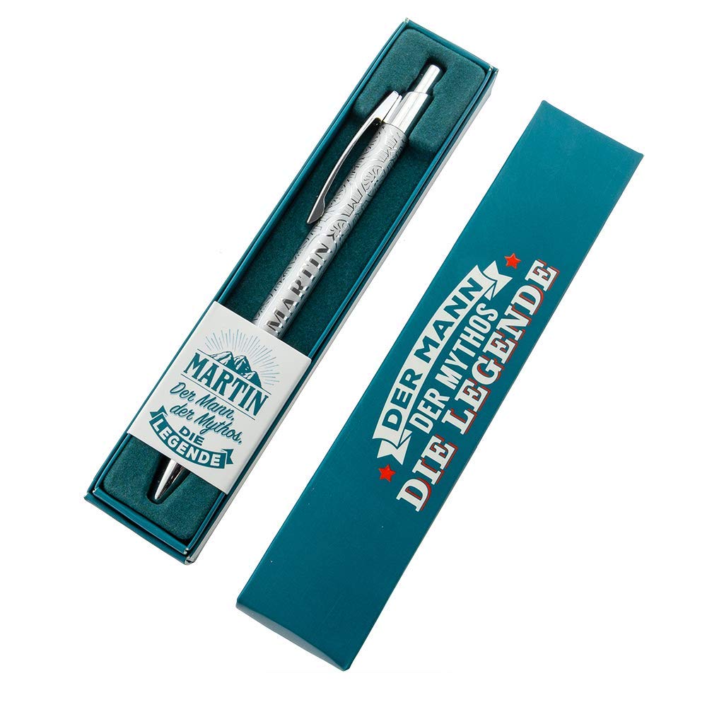 History & Heraldry Top Kuli Personalisiert – „Martina“ Mit Spruch, In Geschenkbox, Blauer Druck