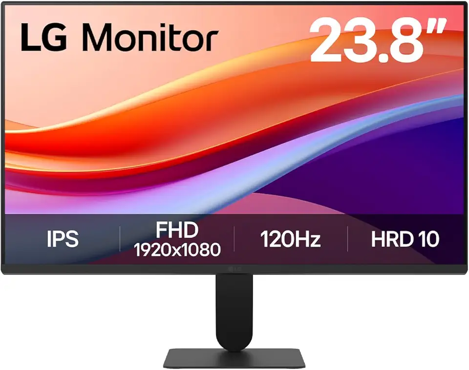LG 24U411A-B 23.8" FHD (1920x1080) IPS Display Computer Monitor, 120Hz Refresh Rate, sRGB 99% (Typ.), USB-C, Reader Mode & Flicker Safe, Dynamic Action Sync, Black Stabilizer, Slim Stand Base, Black
