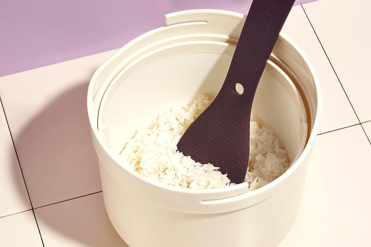 REISHUNGER cuociriso microonde (1,7l) – bianco – per cuocere perfettamente il riso in soli 12 minuti