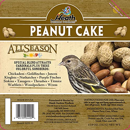 Heath Outdoor Products DD5-12 Suet Peanut Cake Case Of 12  Brown