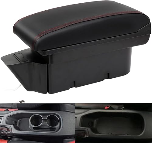 Miniatura 1 de HRCHCG Reposabrazos de consolas para Toyota 86 GT86  Subaru Brz Center Caja de almacenamiento dual para Scion FR-S 2012-2020 (costuras rojas)