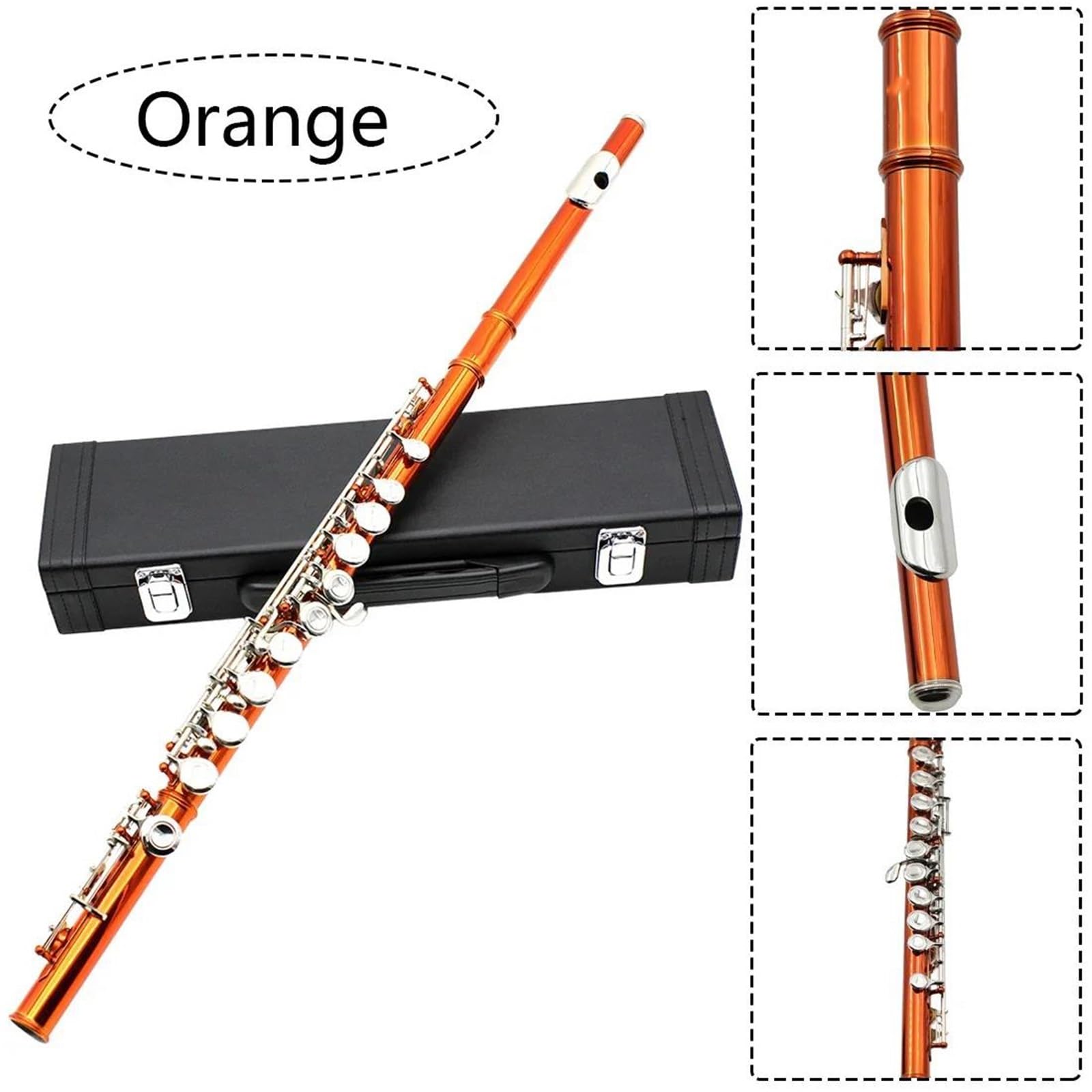 Profesjonalna Flet 16 Zamkniętych Otwartych Otworów C Flet Instrument Dęty Drewniany Profesjonalny Koncert Z Kluczem E(Orange)