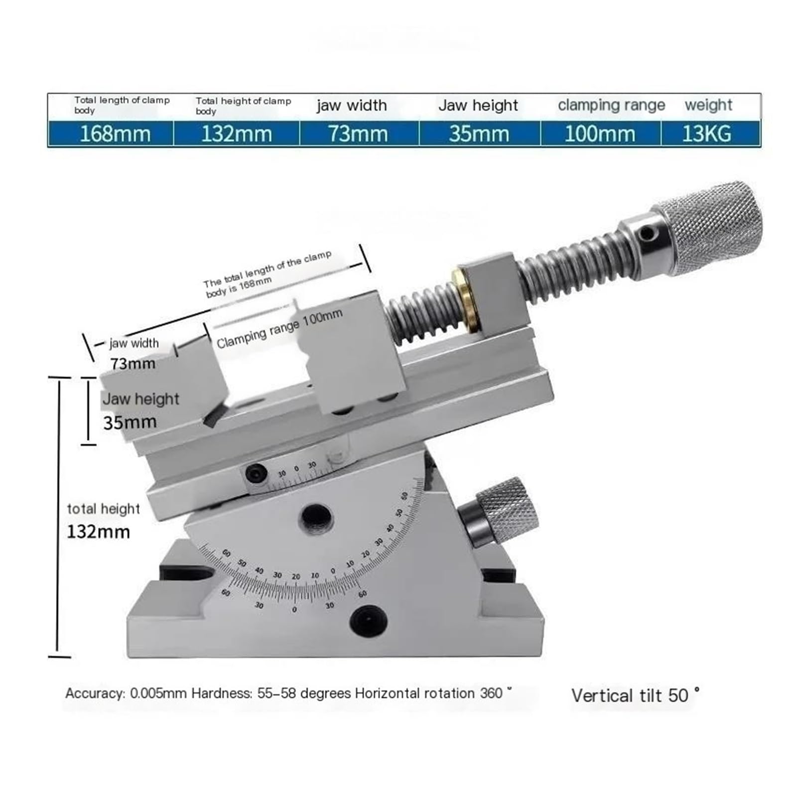 Tornillo de banco de ángulo de listón - Tornillo de banco de acero inoxidable inclinable sinusoidal for sujeción de precisión(3 in stainless)