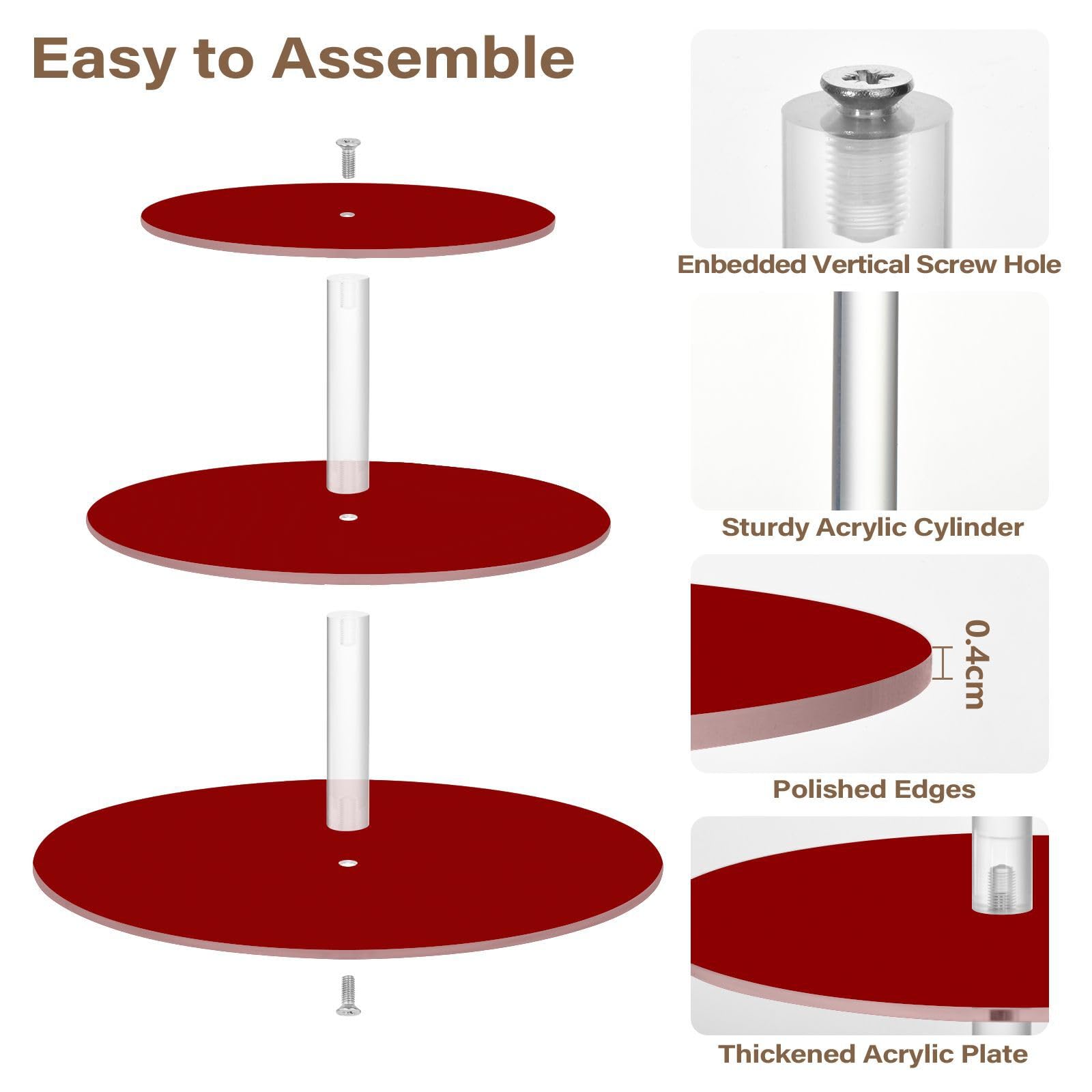 Zathe Dark Red Clear Tray Spill-Proof Three-Layer Circulars Display Stand Store Sundries In The Entrance Hall