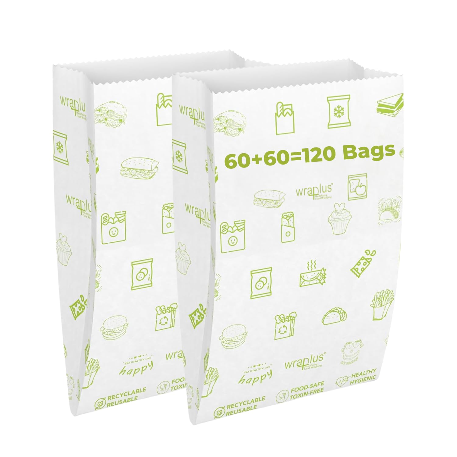 Sponsored Ad - Wraplus Premium Multi-Purpose Snack Bags With Sealing Stickers I snack bags I paper bags for food I paper bags |Multi-Purpose Paper Snack | Take Away, Parcel and Packaging I 50+10 Bags I Pack of 2