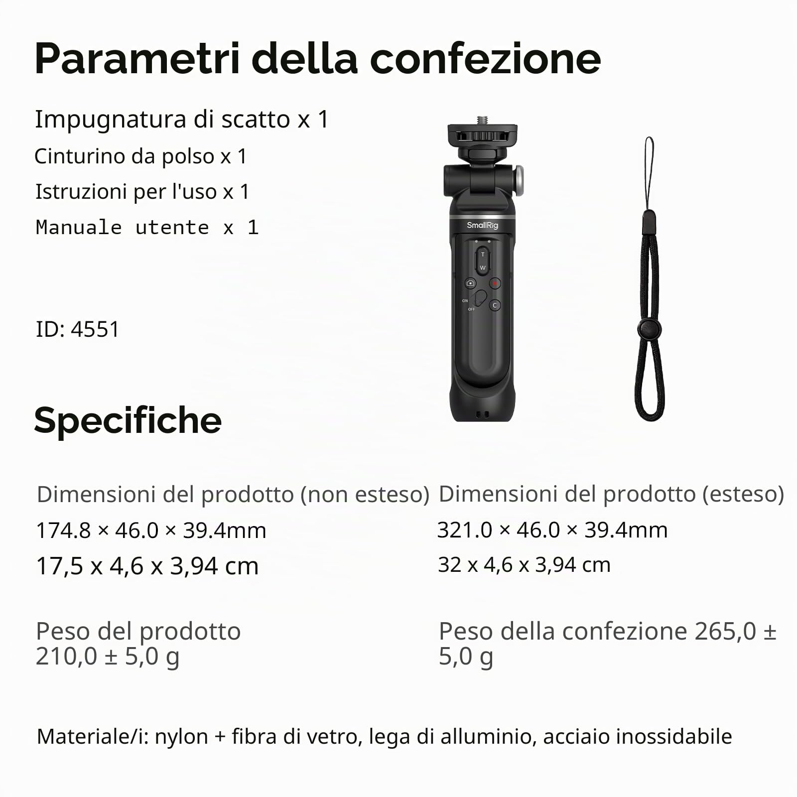 SMALLRIG SR-RG2 Impugnatura per Riprese Wireless Multifunzionale, Selfie Stick Regolabile, Telecamera con Controllo Remoto, per Nikon, per Canon, per Fotocamere Sony Alpha 7 V - 4551