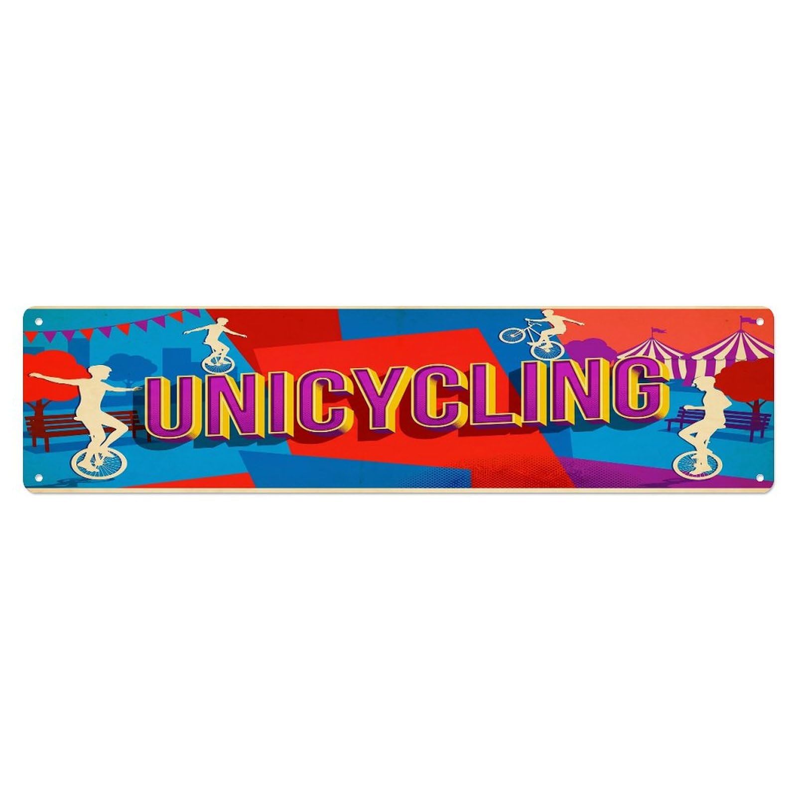 Olhnbad 4X16inch(10X40cm) Vintage Unicycling Outdoor Activity Sports Metal Tin Sign