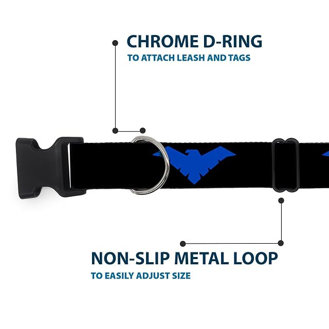 Foto 5 de 8 de Buckle-Down Collar de Clip de plástico - Logo Nightwing Negro/Azul