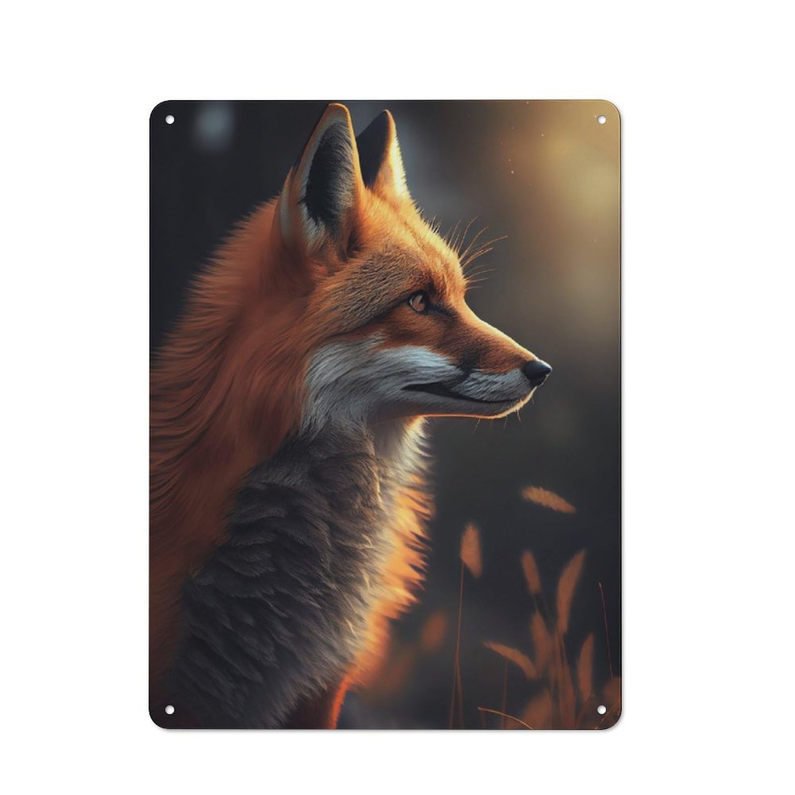 Junmoney Fox Sunny Printed Metal Sign 40X30cm For Living Room Or Hallway, Suited To Hallway Decor Fans