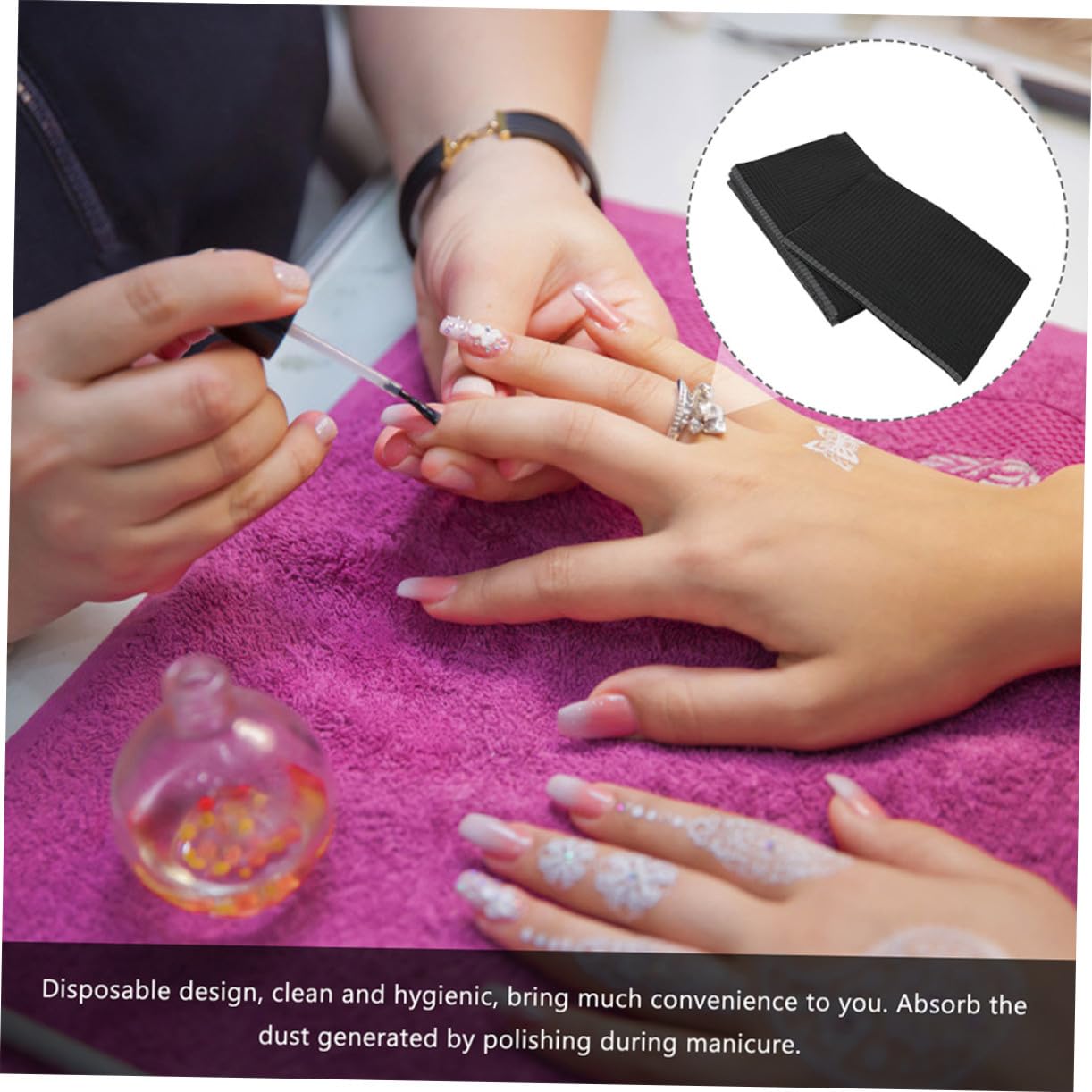 Tappetino Per Manicure Monouso 125 Pezzi Nero, Pad Assorbente Protettivo Per Nail Art e Esercizi Smalto, Copertura Igienica Per Tavolo Manicure in Saloni Di Bellezza