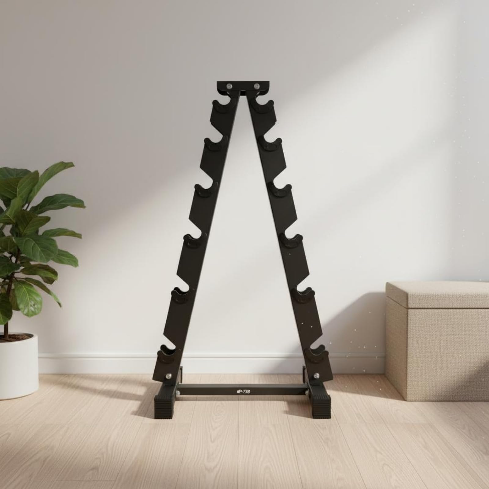 Gralara Soporte para Mancuernas Estantería Pesas Organizador Compacto Rack Hierro 6 Niveles Base Firme Pies Antideslizantes Zona Deporte Adecuado para Gimnasio Doméstico Área de Musculación Garaje