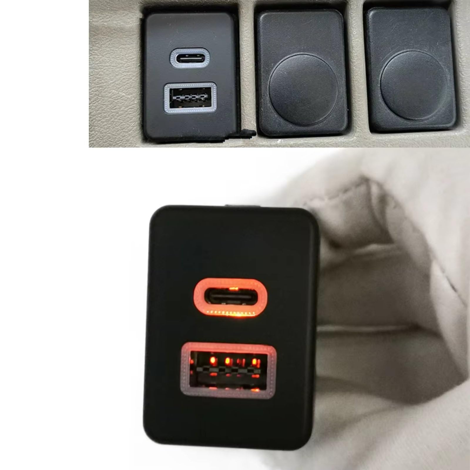 Console USB Prise AUX Compatible Avec Ford Pour Transit 12V 24V Voiture QC3.0 Pour Téléphone Pour Type C Chargeur Double Adaptateur Prise Charge Interface USB AUX voiture