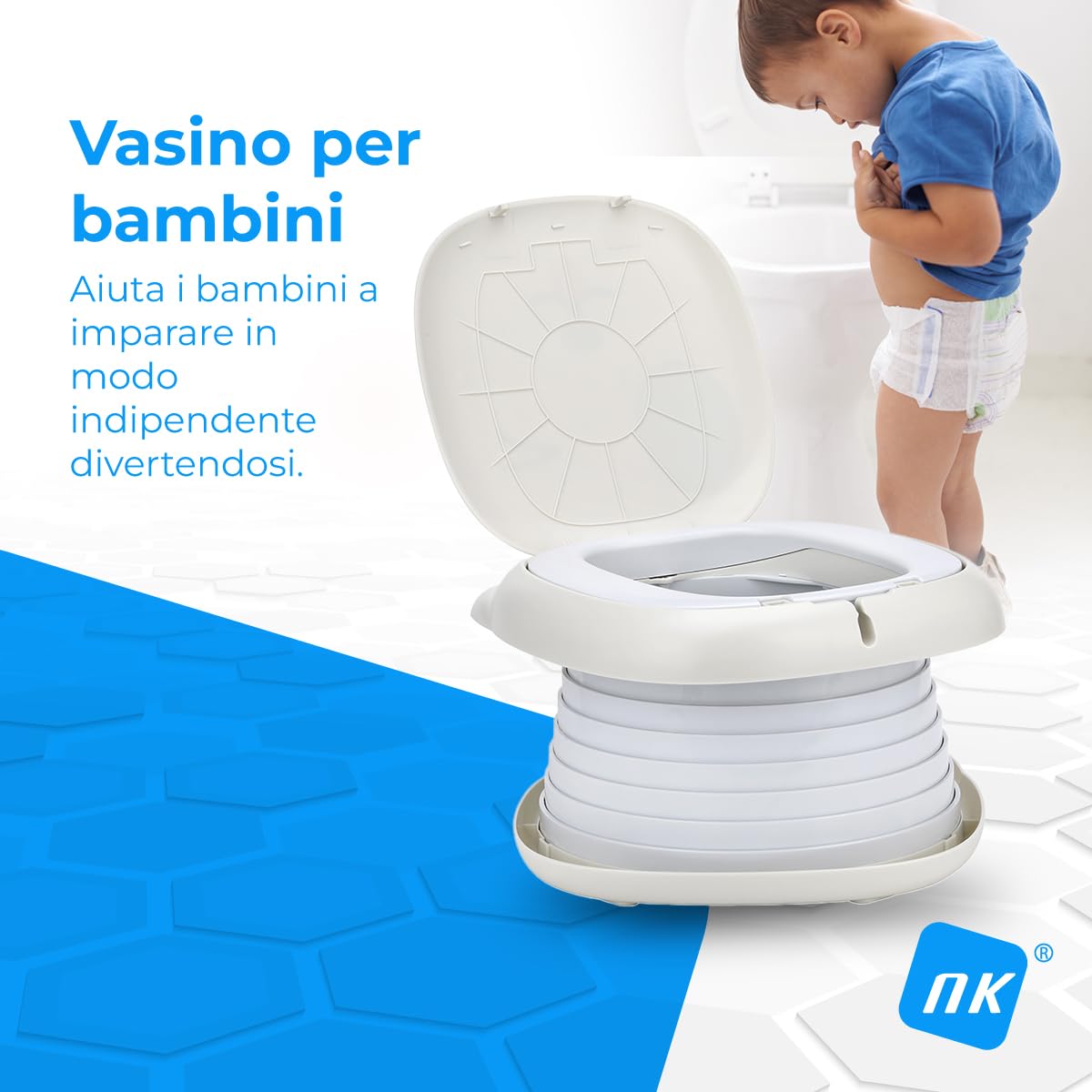 NK Children's Potty - Baby & Children Toilet, Portable, Foldable, Infant Design, Learning, Hygienic, Diaper Transition, Bathroom, Learning, Fun, Safe, Easy to Use - Includes Bags
