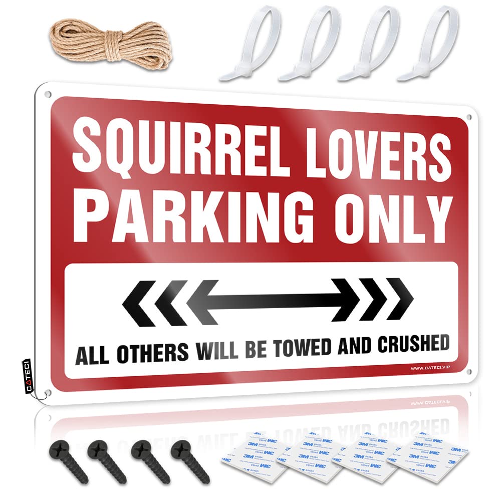 Krazmurongd One Color Man Cave Rules Squirrel Lovers Parking Only Tin Sign Funny Beer Sign Bedroom Door Sign