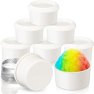 8 Pcs Shaved Ice Block Molds with Lids Food-grade Bpa-free Reusable Round Block Cube Molds Bowl Storage Containers for Shaved Ice Machine Freezer, 3.15'' Diameter, 1.77'' Height