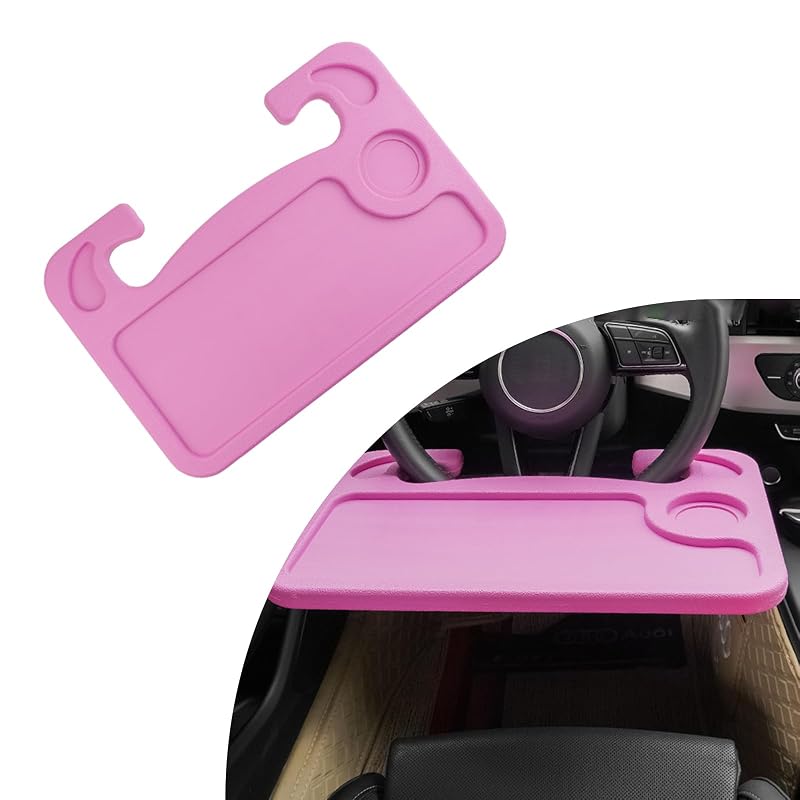 Bandeja para Volante Dickno com Porta-Copo, Dupla Face e Suporte para Caneta Rosa