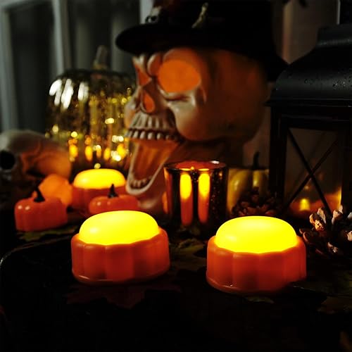 Miniatura 7 de Homemory Luces LED brillantes de calabaza de Halloween con control remoto y temporizador, luces de linterna Jack O' funciona con pilas para