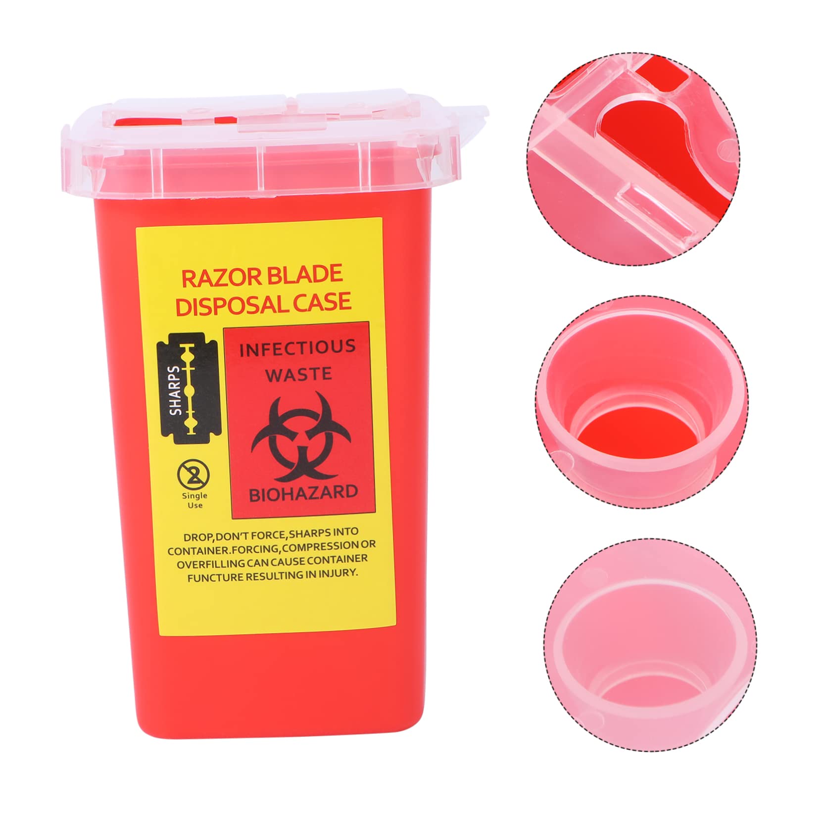 LALAFINA 5piezas Caja De Almacenamiento Para Desechar Cuchillas De Afeitar Contenedor De Plástico Para Reciclaje Barberías y Salones Diseño Seguro Tapa Resistente y Ligera Roja