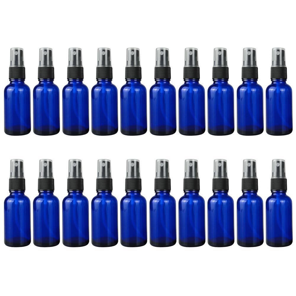 20 flaconi spray in vetro da 100 ml, piccoli flaconi spray ricaricabili, riutilizzabili, blu vuoto, nebulizzatore, nebulizzatore da viaggio, per oli essenziali, cosmetici liquidi da viaggio, pulizia