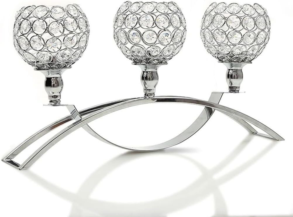 Candle Holders Metal Candlesticks for Home Dinning Table Centerpieces Decoration Crystal Candelabra(E)