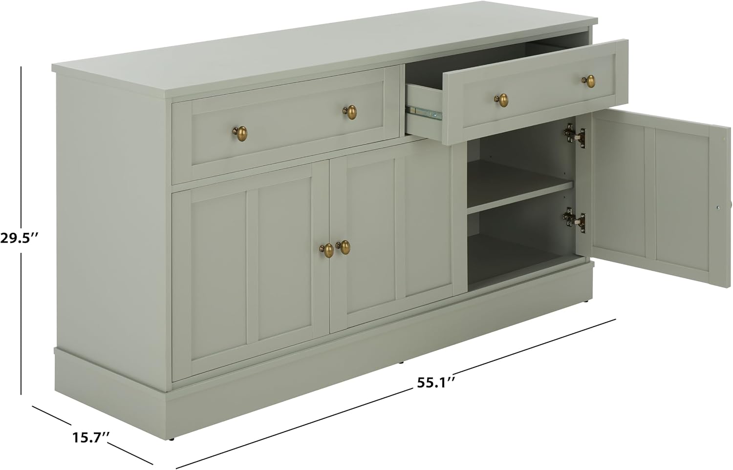 SAFAVIEH Furniture - Shafa Media Stand for TVs up to 55" - Light Grey Large Entertainment Media Console - Storage Cabinet with Drawers for Living Room, Bedroom (MED3124A)