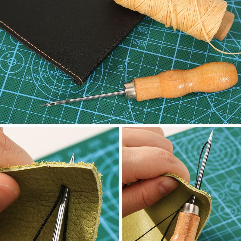 Image of Prabhas Designs AWL Stitching Needle with Wooden Handle for Leather, Canvas, Upholstery, DIY and Repair Work (1)