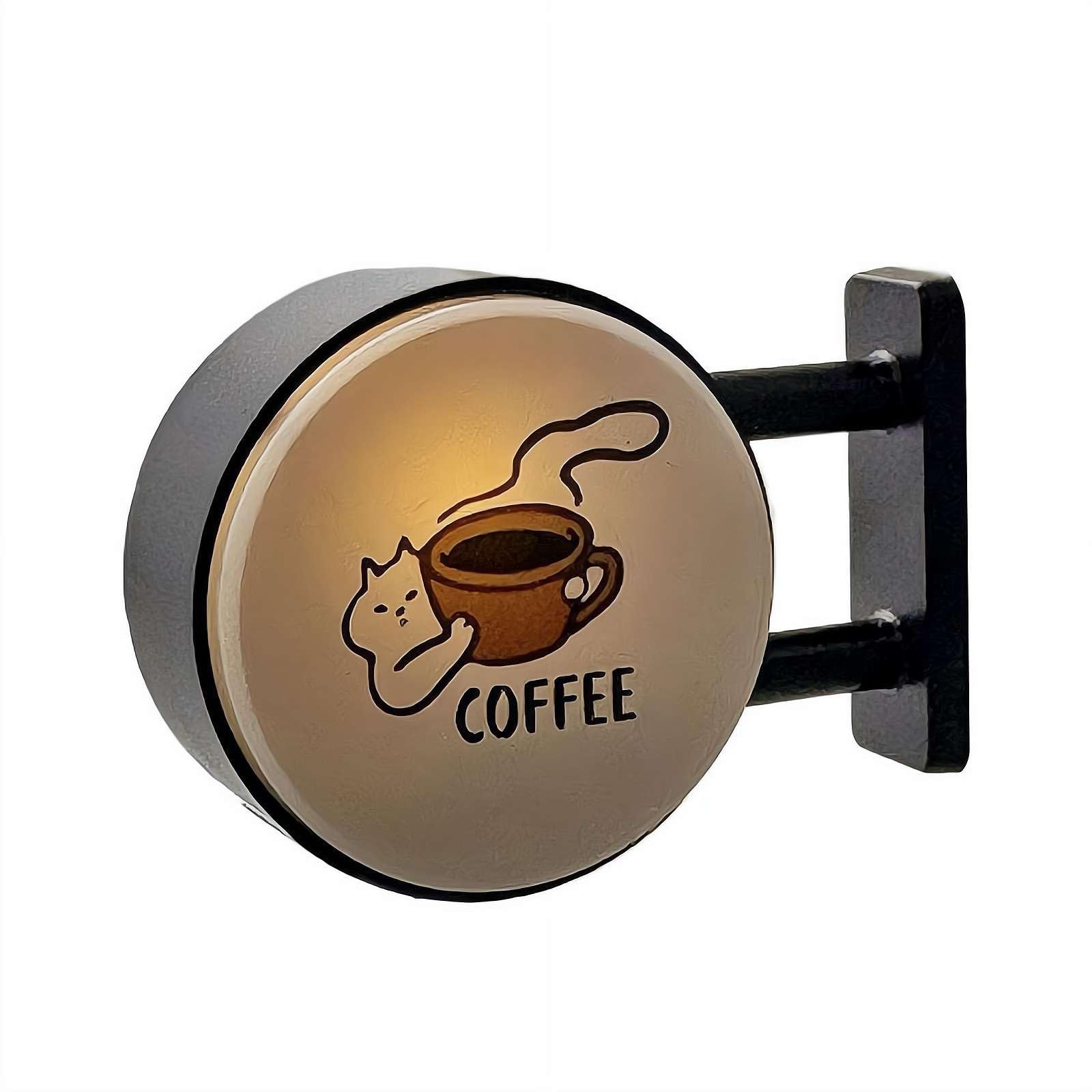 Retro Coffee Shop Fridge Magnets With Lights, Mini Magnetic Led Coffee Lamp Neon Sign for Refrigerator Decor, Vintage Wall-mount Ambiance Light for Home Kitchen Bar Office Cafe, Coffeelovers (Cat)