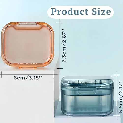 Miniatura 4 de AHYUEE Estuche para dentaduras postizas completas, estuche de soporte para remojar dentaduras, estuche de baño portátil y a prueba de fugas, taza de
